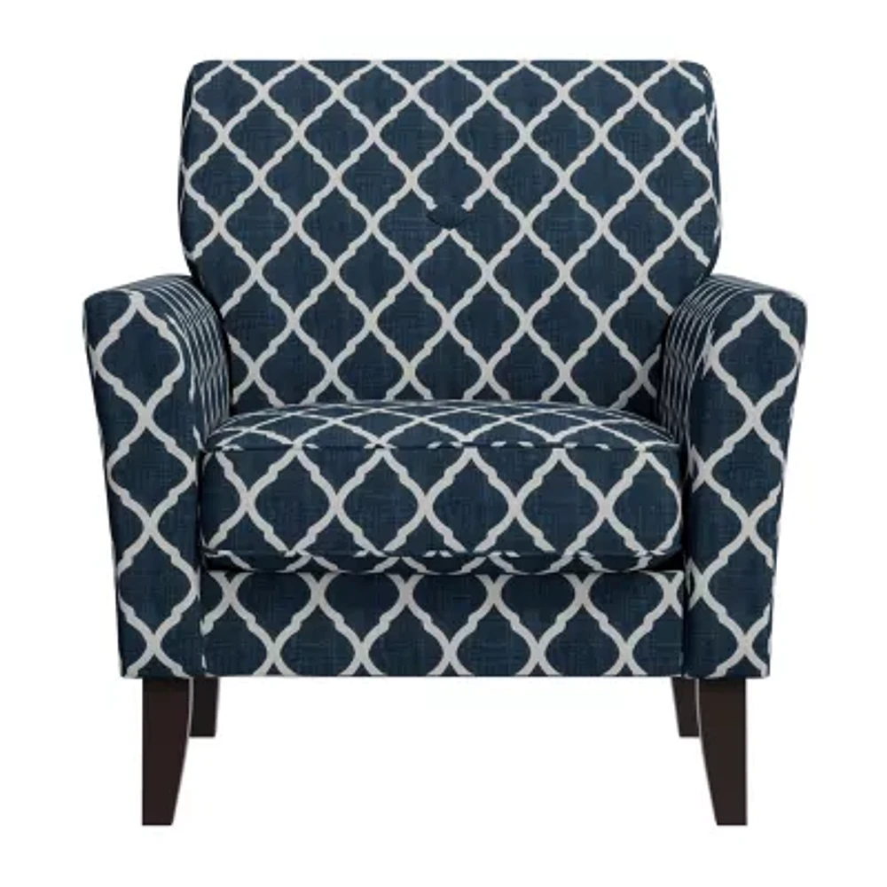 Alex Transitional Flared Arm Accent Chair Trellis Fabric