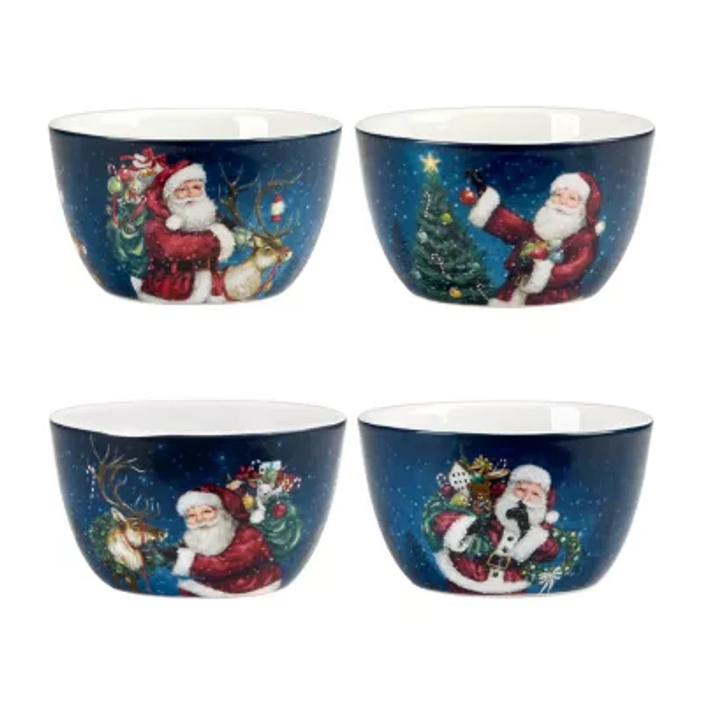 Certified International Santa'S Secret 4-pc. Earthenware Ice Cream Bowl