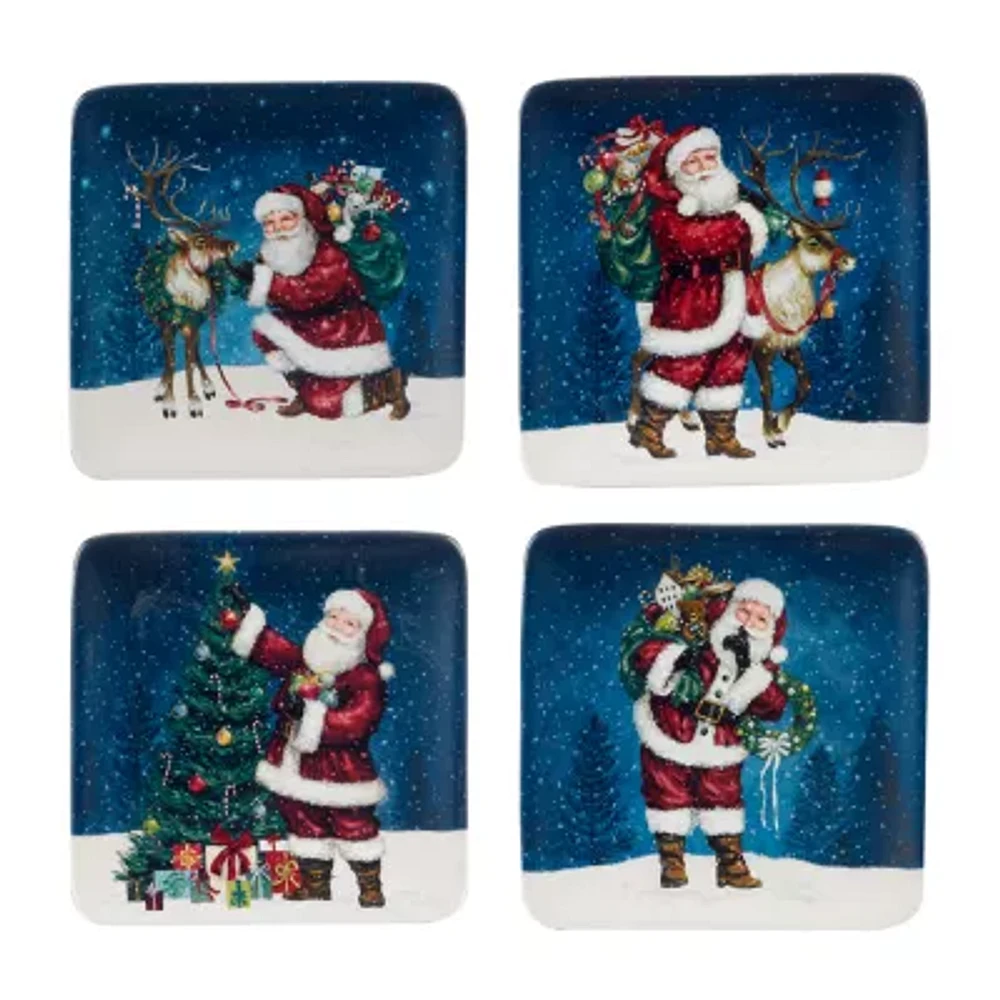 Certified International Santa'S Secret 4-pc. Earthenware Appetizer Plate