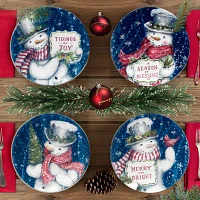 Certified International Snowman Greetings 4-pc. Earthenware Dessert Plate