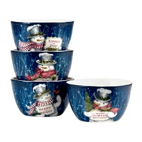 Certified International Snowman Greetings 4-pc. Earthenware Ice Cream Bowl