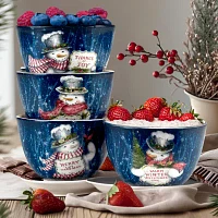 Certified International Snowman Greetings 4-pc. Earthenware Ice Cream Bowl