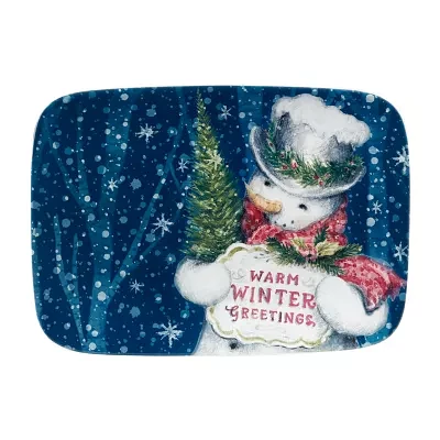 Certified International Snowman Greetings Serving Platter