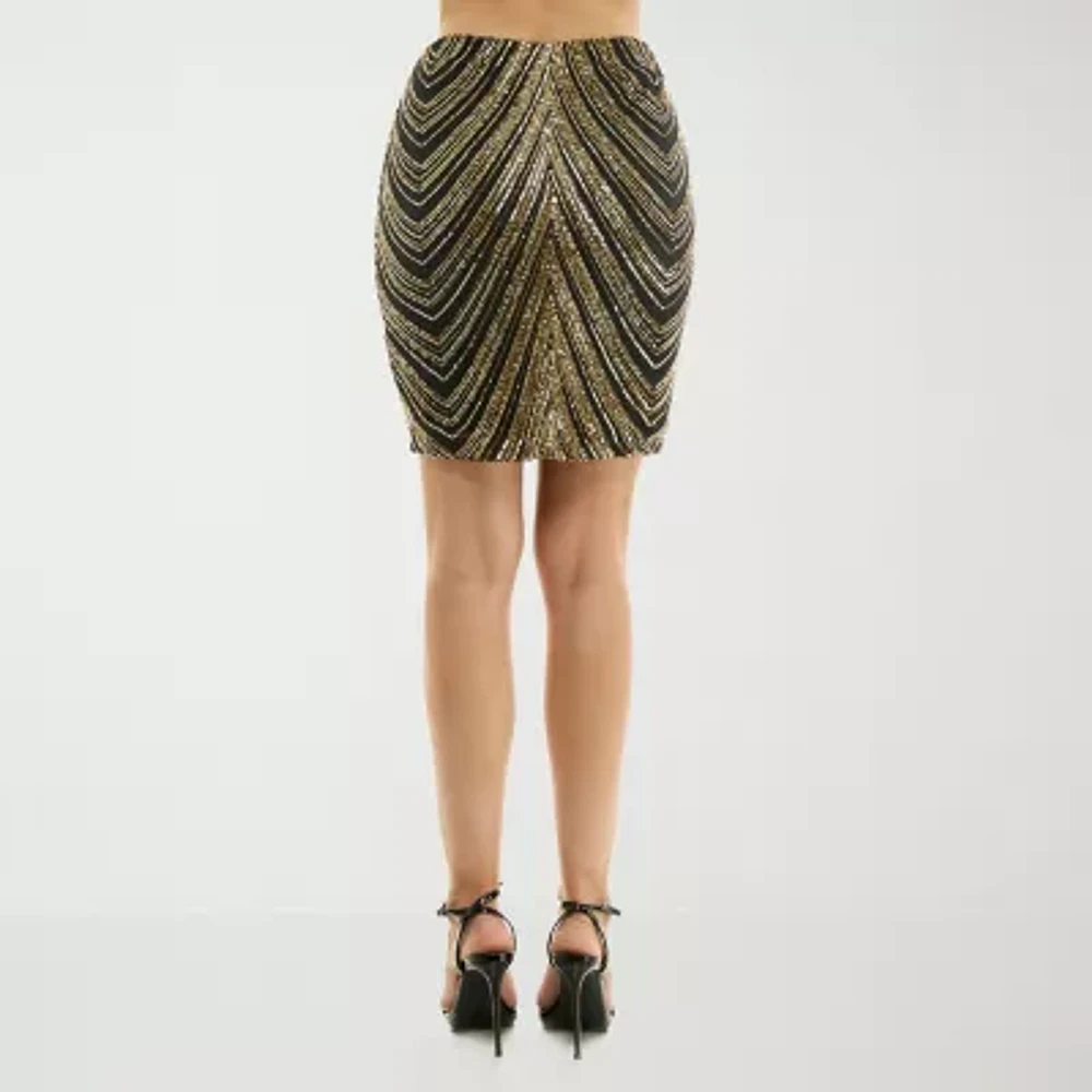 Premier Amour Sequin Womens Stretch Fabric Pencil Skirt
