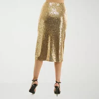 Premier Amour Sequin Womens Midi Pencil Skirt