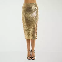 Premier Amour Sequin Womens Midi Pencil Skirt