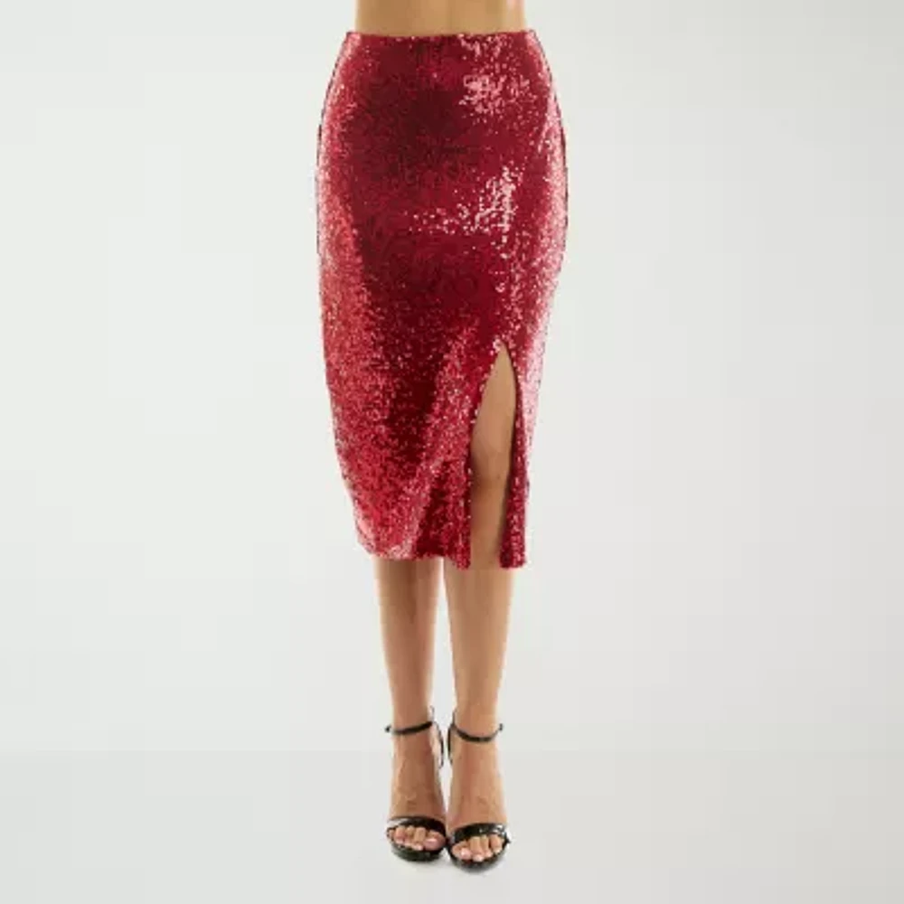 Premier Amour Sequin Womens Asymmetrical Skirt