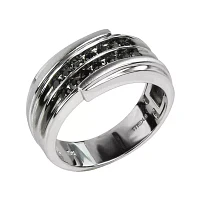 LIMITED QUANTITIES! Mens 2-Row Black Sapphire Ring