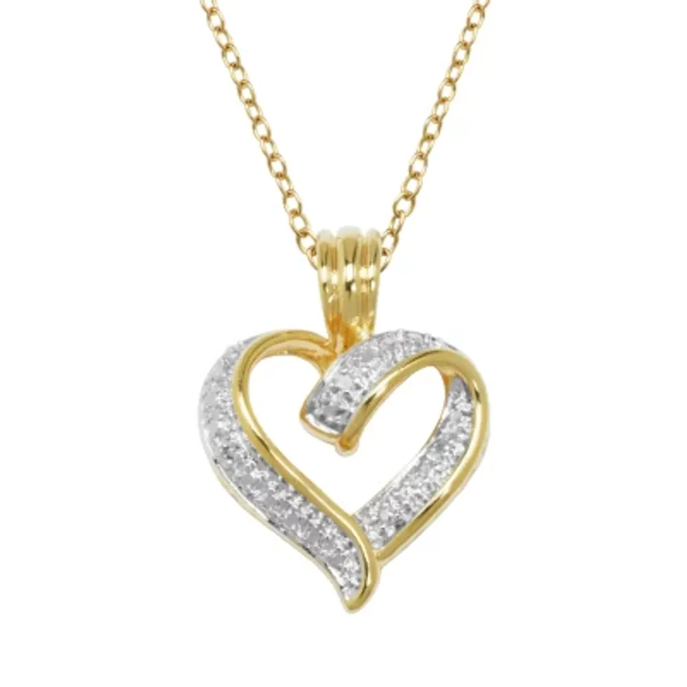 Sparkle Allure Diamond Accent 18K Gold Over Brass Cable Heart Pendant Necklace