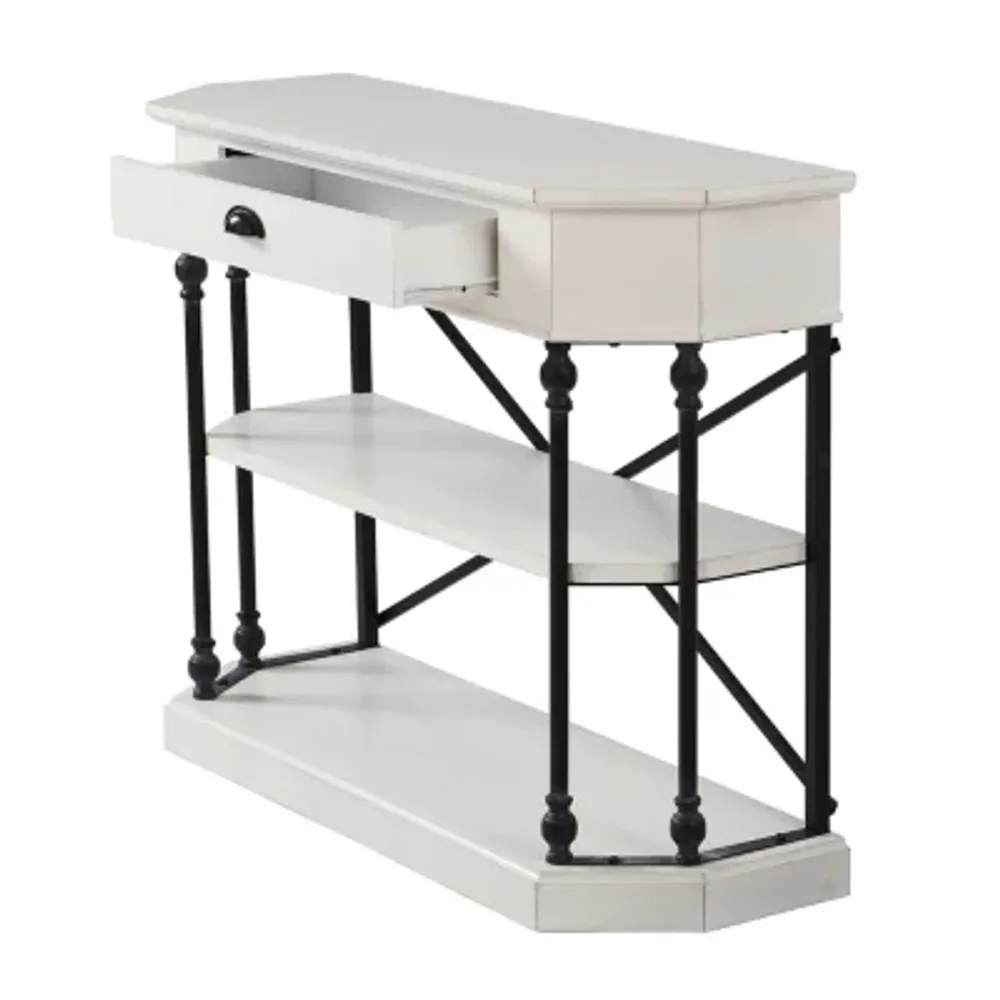 StyleCraft 3 Tier Single Drawer Antique White Table