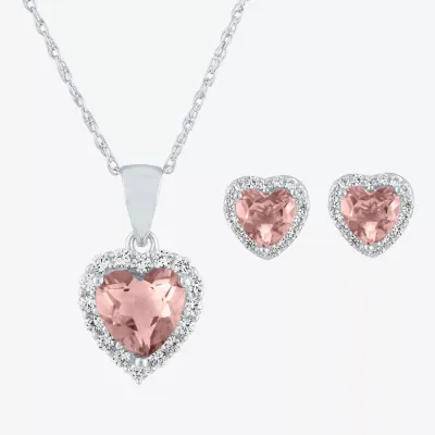 Gemstone Sterling Silver Heart 2-pc. Jewelry Set