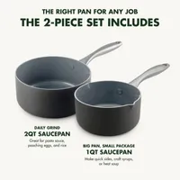 Lima HA Ceramic Nonstick 1qt and 2 qt Open Saucepan Set