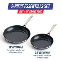 As Seen On TV Blue Diamond Infused 2-pc. Aluminum Non-Stick 9.5" and 11" Frying Pan Duo