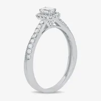 Womens 3/8 CT. T.W. Mined White Diamond 10K Gold Side Stone Crossover Engagement Ring