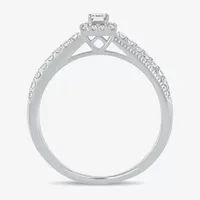 Womens 3/8 CT. T.W. Mined White Diamond 10K Gold Side Stone Crossover Engagement Ring