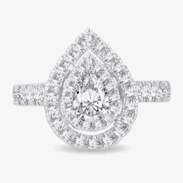 4 CT. T.W. Diamond Pear Shape Side Stone Halo Engagement Ring in 10K or 14K  White Gold - JCPenney