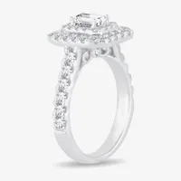 H-I / Si1-Si2) Womens / CT. T.W. Lab Grown White Diamond 10K Gold Side Stone Halo Engagement Ring