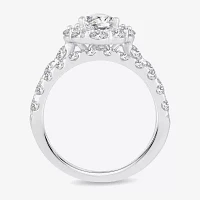 H-I / Si1-Si2) Womens / CT. T.W. Lab Grown White Diamond 10K Gold Pear Side Stone Halo Bridal Set