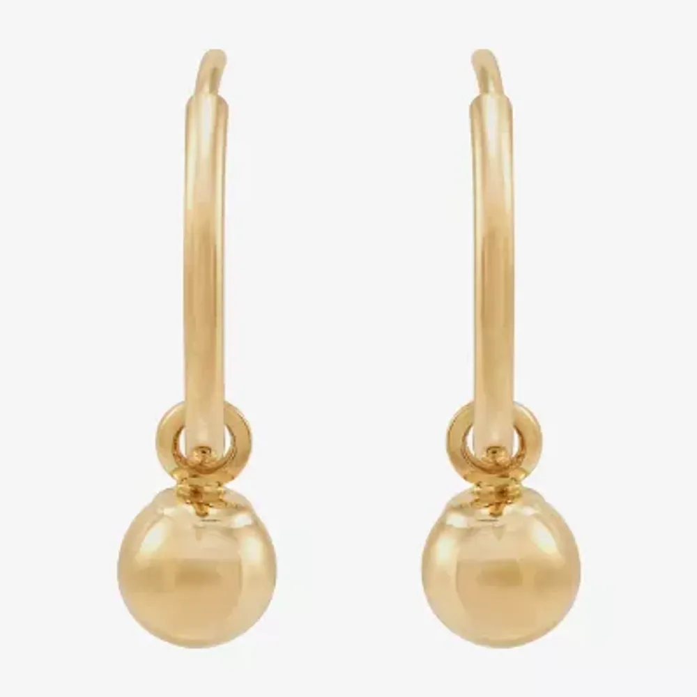 14K Gold Round Drop Earrings