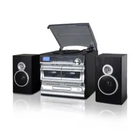 Trexonic 3-Speed Turntable With CD Player, Double Cassette Player, Bluetooth, FM Radio & USB/SD Recording