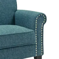 Jean Traditional Rolled Arm Accent Chair with Pewter Nailheads Tweed