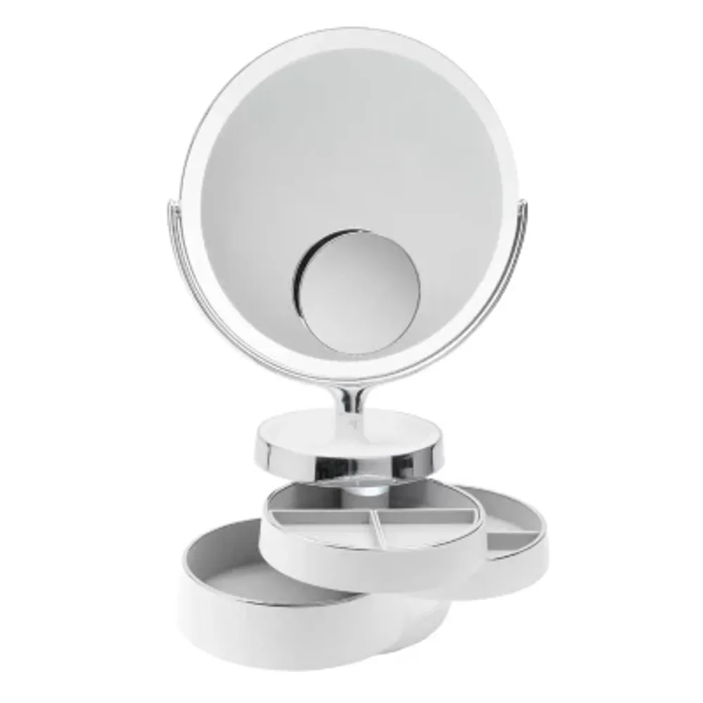 Sharper Image Spastudio Vanity Plus 10-Inch LED Mirror with Storage Trays