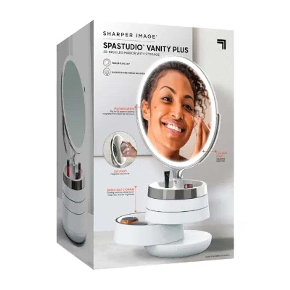 Sharper Image Spastudio Vanity Plus 10-Inch LED Mirror with Storage Trays