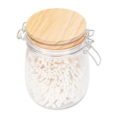 Home Expressions Glass Bamboo Spa Bathroom Canister