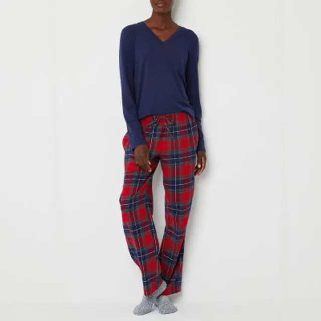 Liz Claiborne Womens Tall V-Neck Long Sleeve 4-pc. Pant Pajama Set