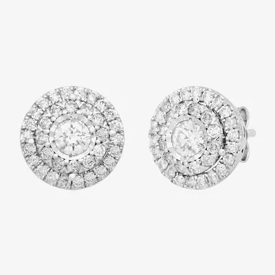 Diamond Blossom (H / I1) 1 CT. T.W. Lab Grown White 10K or Yellow Gold 10.6mm Round Stud Earrings