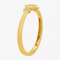 Womens Diamond-Accent Lab-Grown 10K Gold Heart Cocktail Ring