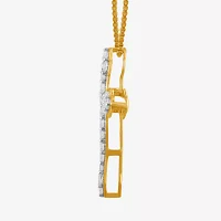 Womens 3/8 CT.T.W. Lab-Grown Diamond 10K Gold Cross Pendant Necklace