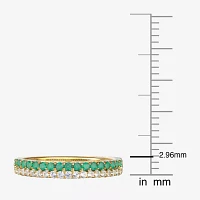 1/5 CT. Genuine Green Emerald 10K Gold Round Anniversary Wedding Band