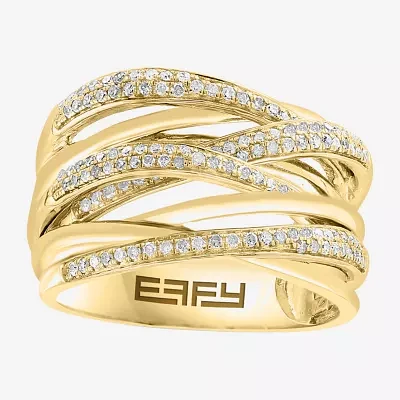 Natural White Diamond 14K Gold Over Silver Sterling Band