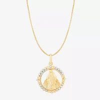 Medalla Milagrosa / Miraculous Medal (H-I / Si1-Si2) Unisex Adult 1/10 CT. T.W. Lab Grown White Diamond 14K Gold Pendant Necklace