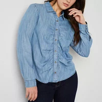 a.n.a Womens Long Sleeve Regular Fit Button-Down Shirt