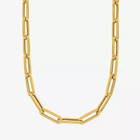 18K Gold 18 Inch Solid Paperclip Chain Necklace