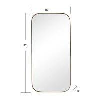 Stylecraft Curved Edge Gold Wall Mount Rectangular Wall Mirror