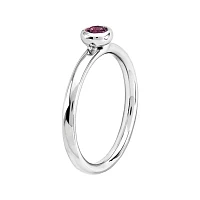Personally Stackable 4mm Round Genuine Pink Tourmaline Ring