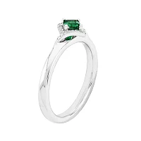 Personally Stackable 1/10 CT. T.W. Diamond and Lab-Created Emerald Ring