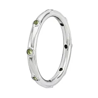 Personally Stackable Genuine Peridot Sterling Silver Station Ring