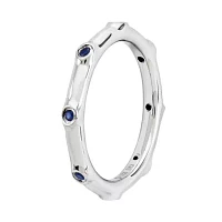 Personally Stackable Lab-Created Blue Sapphire Sterling Silver Station Ring