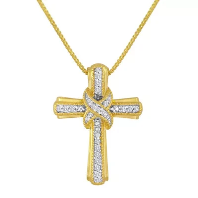 1/10 CT. T.W. Diamond Cross Pendant Necklace Sterling Silver