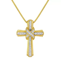 1/10 CT. T.W. Diamond Cross Pendant Necklace Sterling Silver