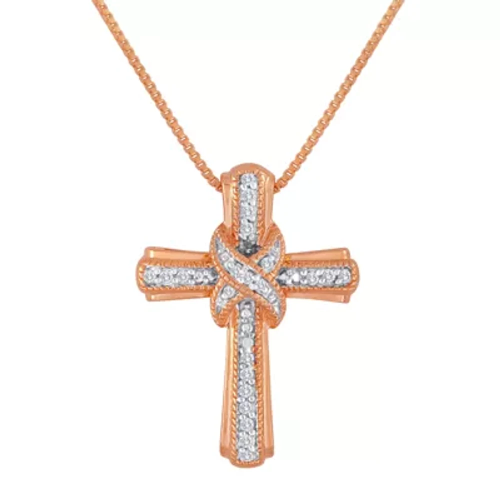 1/10 CT. T.W. Diamond Cross Pendant Necklace Sterling Silver