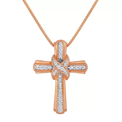 1/10 CT. T.W. Diamond Cross Pendant Necklace Sterling Silver