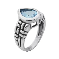 Genuine Sky Blue Topaz Oxidized Sterling Silver Ring