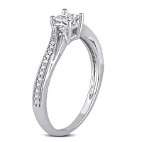 1/5 CT.T.W. Natural Princess Diamond 10K Gold Engagement Ring