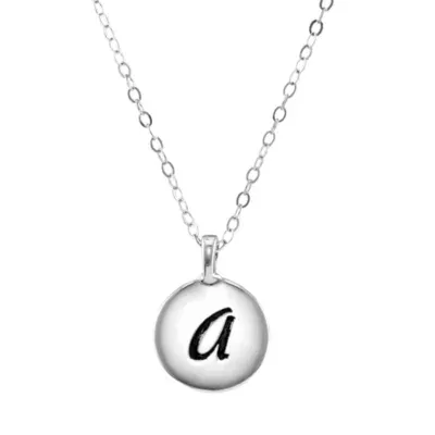 Personalized Sterling Silver Engraved Initial Disc Pendant Necklace