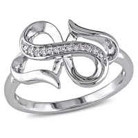 Womens Diamond Accent Natural White Sterling Silver Heart Infinity Cocktail Ring